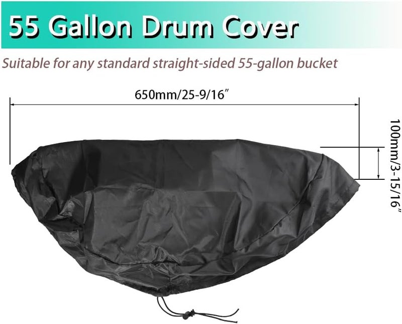 JAMCARI 55 Gallon Drum Cover - Stretchable Adjustable Drum Cover with Drawstring, Oxford Cloth All-Weather Protection, 2 Pack - Image 2